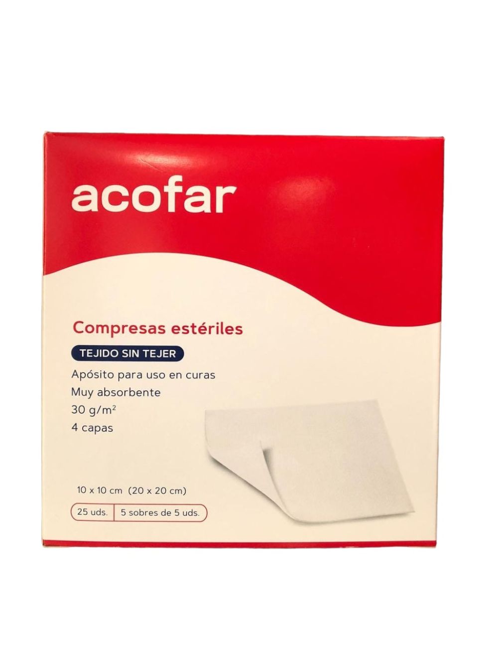 ACOFAR GASAS ESTÉRILES TEJIDO SIN TEJER 10X10 CM 25 UND