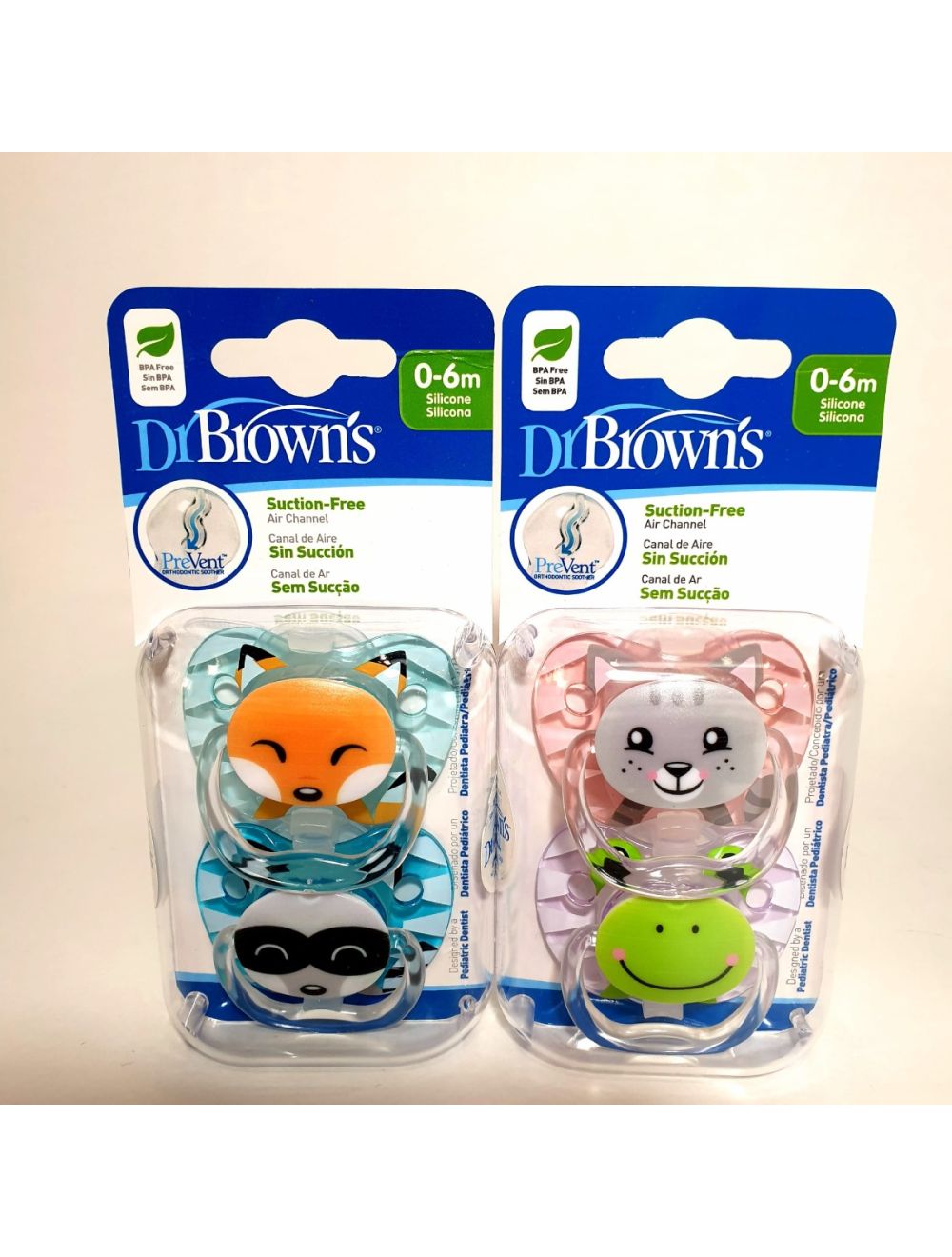 DR.BROWN´S CHUPETES SILICONA PREVENT ANIMAL AZUL 0-6 MESES