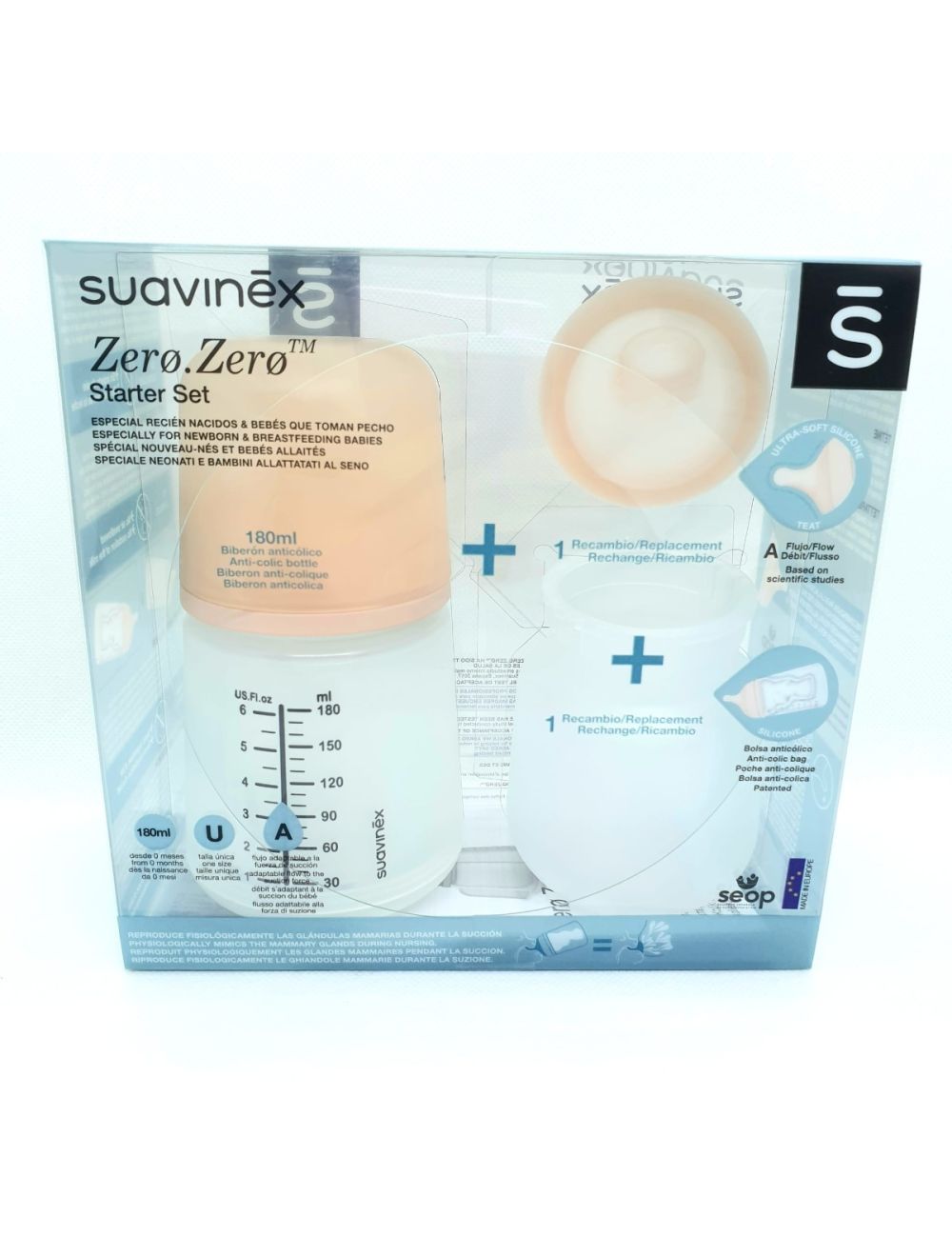 Suavinex Biberon Silicona +0M 180Ml Zero Zero - Farmacia Chamberí